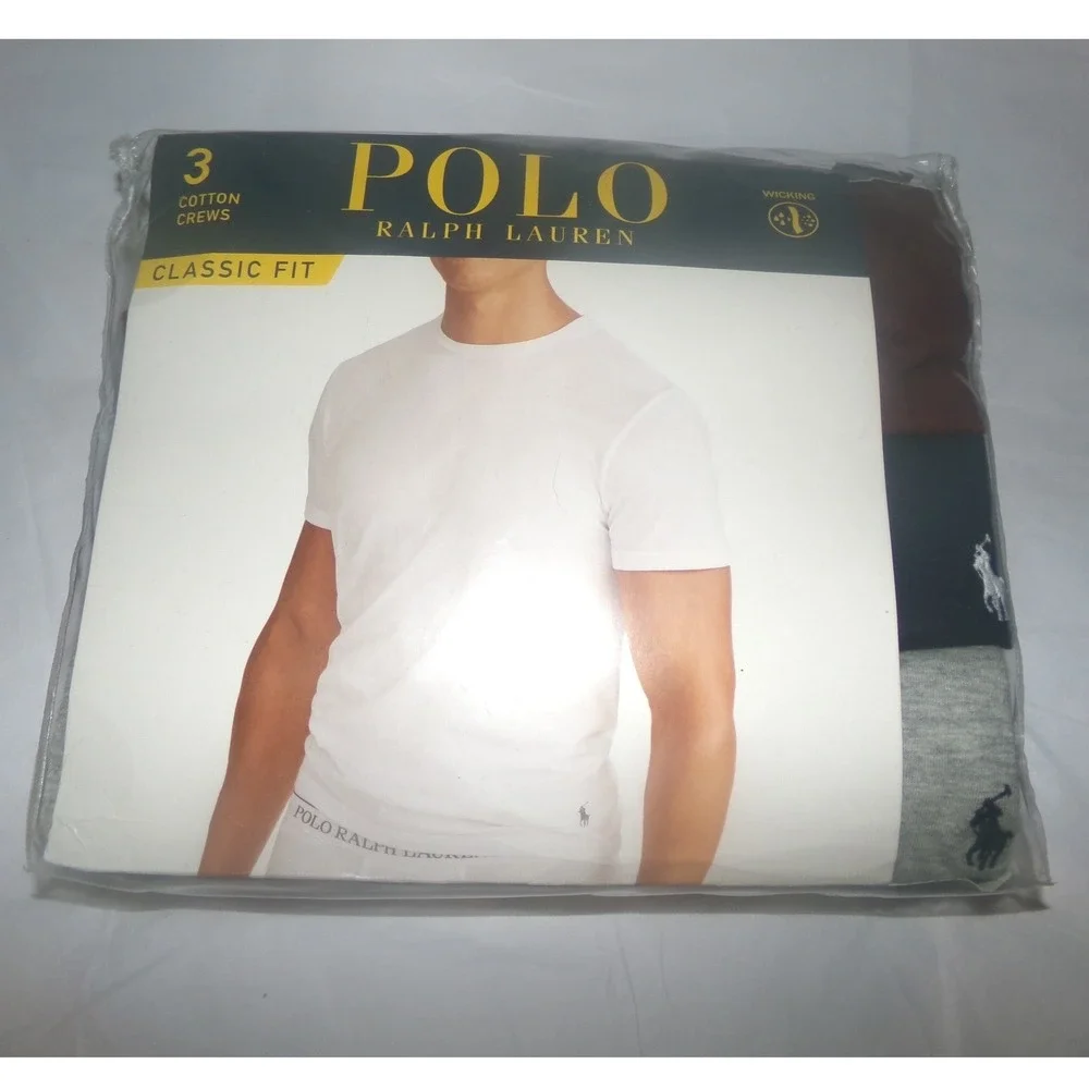 Polo Ralph Lauren Mens 3 Pack Classic Fit Cotton Crew Neck Undershirts XL Multi